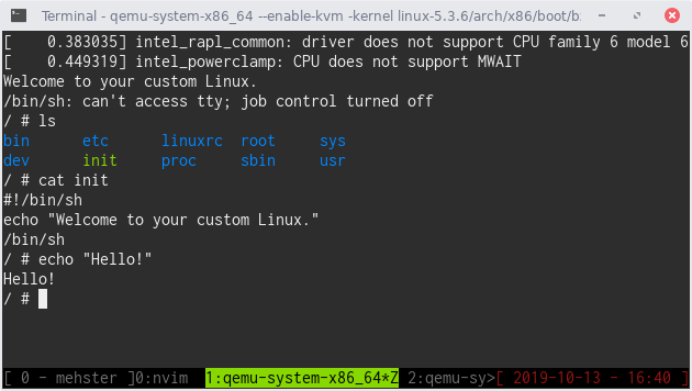 A minimal Linux kernel with busybox binaries.