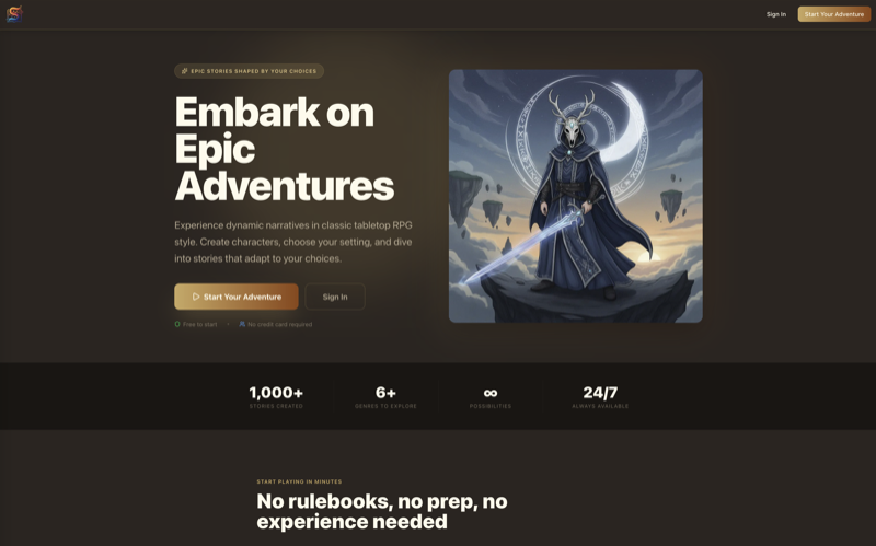 Homepage of Scroll Story